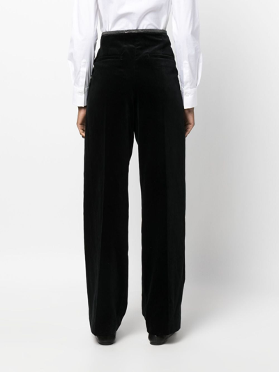 Shop Brunello Cucinelli Monili-trim Velvet-finish Trousers In Black