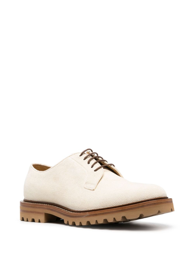 Brunello Cucinelli Mens Leather Lace Ups In White In Neutral