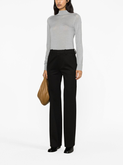 Shop Victoria Beckham High-waist Cotton Trousers In Black