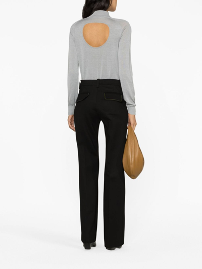 Shop Victoria Beckham High-waist Cotton Trousers In Black