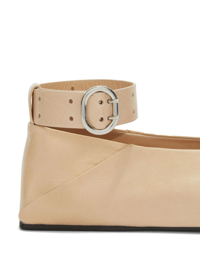 Jil Sander Scarpa Leather Ballerina Shoes In Neutrals