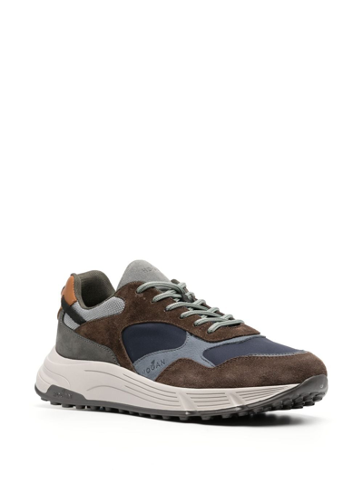 Shop Hogan Hyperlight Panelled Suede Sneakers In Brown