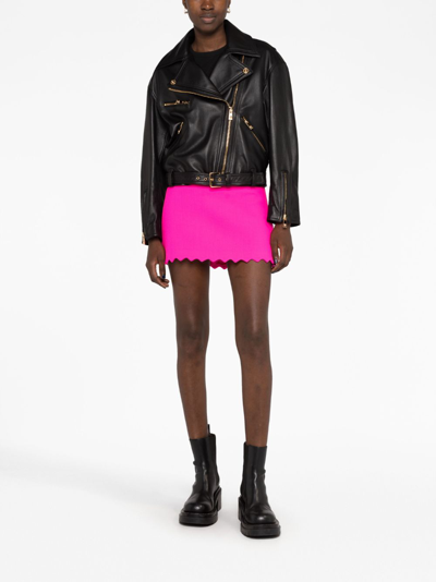 Shop Versace Leather Biker Jacket In Black