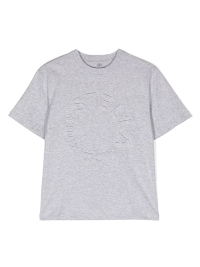 Shop Stella Mccartney Logo-embossed Cotton T-shirt In Grey