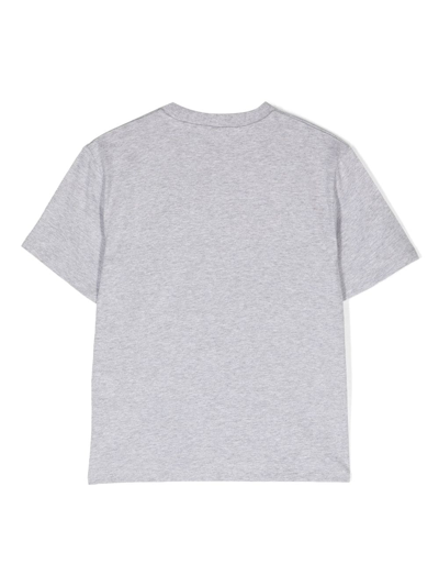 Shop Stella Mccartney Logo-embossed Cotton T-shirt In Grey