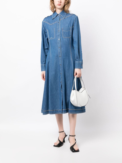 Shop 3.1 Phillip Lim / フィリップ リム Contrast-stitching Mid-length Dress In Blue