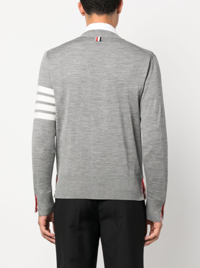 Shop Thom Browne 4-bar Virgin Wool Cardigan In Grey