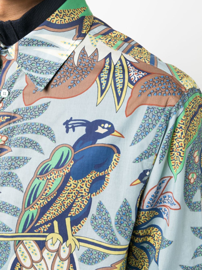 Etro Botanical-print Cotton Shirt In Blue