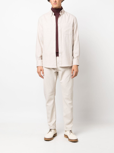 Brunello Cucinelli Straight-leg Stretch-cotton Trousers In Neutrals