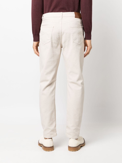 Brunello Cucinelli Straight-leg Stretch-cotton Trousers In Neutrals
