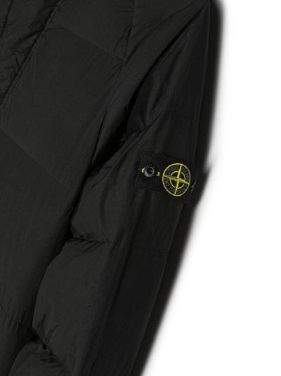 Shop Stone Island Junior Compass-motif Padded Coat In Black