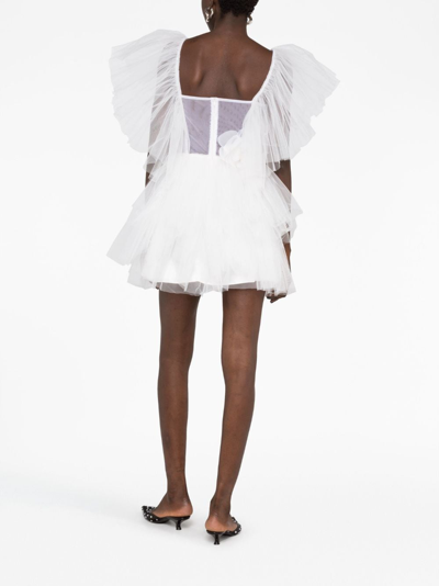 Shop Loulou Floral-appliqué Tulle Minidress In White