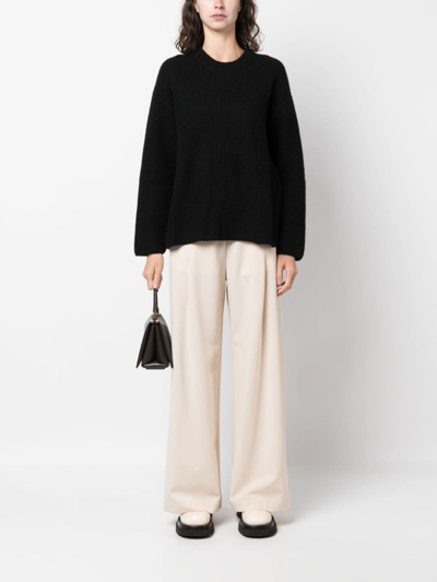P.a.r.o.s.h Ribbed-knit Cashmere Sweatshirt In Black