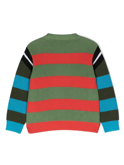 Shop Stella Mccartney Striped Crew-neck Jumper In Green