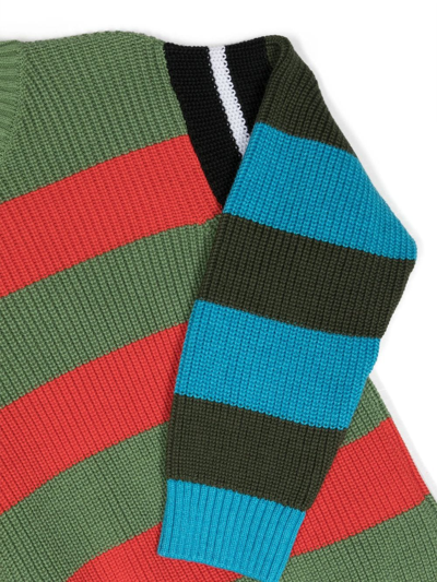 Shop Stella Mccartney Striped Crew-neck Jumper In Green