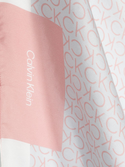 Shop Calvin Klein Monogram-print Silk Scarf In Grey