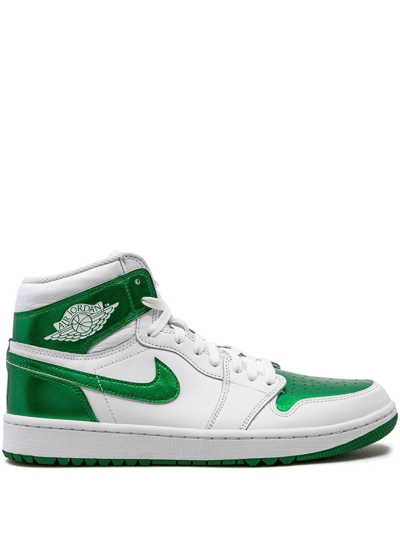 Shop Jordan Air  1 High Golf "metallic Green" Sneakers