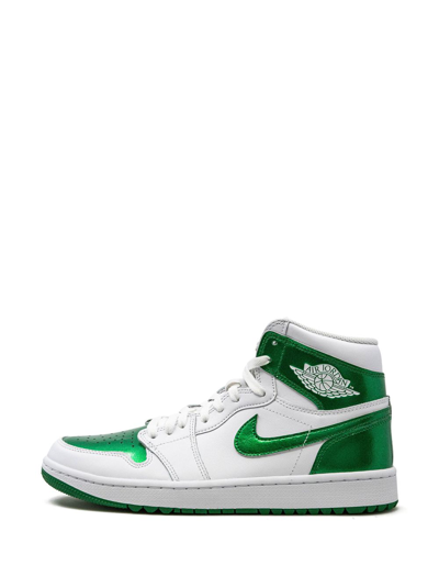 Shop Jordan Air  1 High Golf "metallic Green" Sneakers