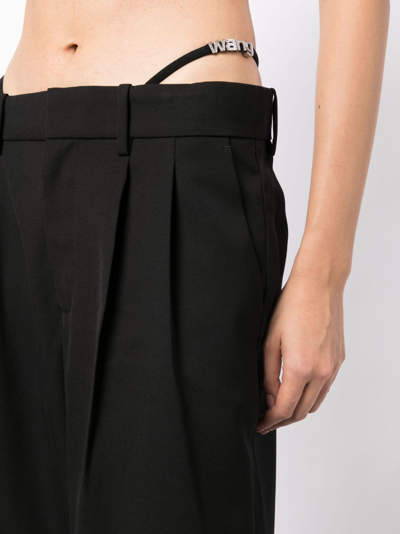 Shop Alexander Wang Logo-embellished Layered Wide-leg Trousers In Black