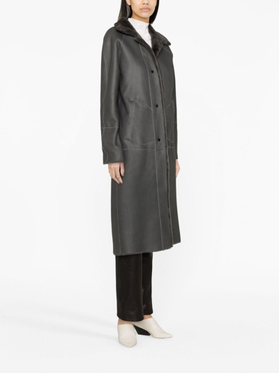 Shop Inès & Maréchal Noble Button-up Coat In Grey