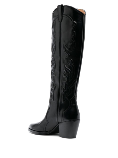 Shop Maje 70mm Western-style Leather Boots In Black