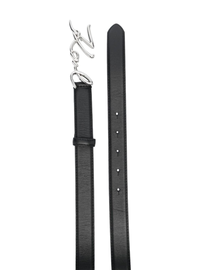 Shop Karl Lagerfeld K/signature Leather Belt In Black