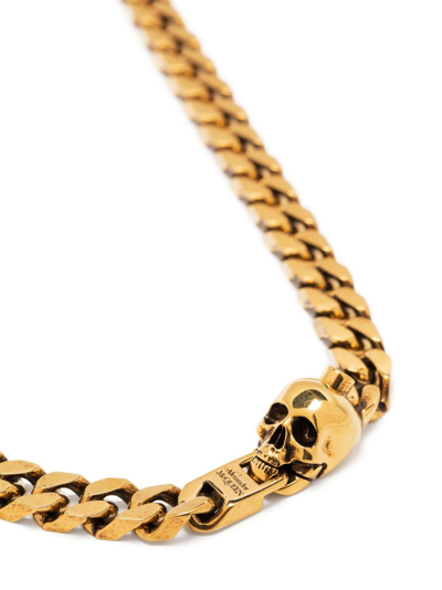 Shop Alexander Mcqueen Skull Chain Necklace In Gold
