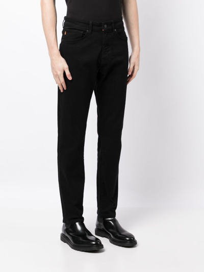 Shop Hugo Boss High-rise Straight-leg Jeans In Black
