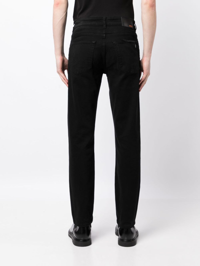 Shop Hugo Boss High-rise Straight-leg Jeans In Black