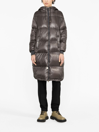 Herno Quilted Hooded Coat In Grey