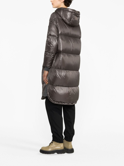 Herno Quilted Hooded Coat In Grey