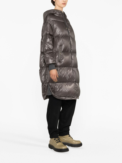 Herno Quilted Hooded Coat In Grey