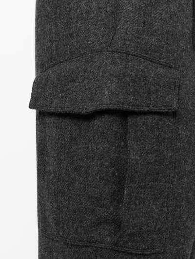 Shop Mackintosh Cropped Wool Cargo Trousers In Grey