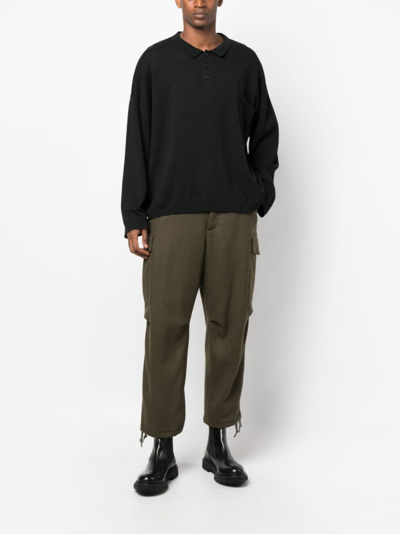 Shop Mackintosh Cropped Wool Cargo Trousers In Green