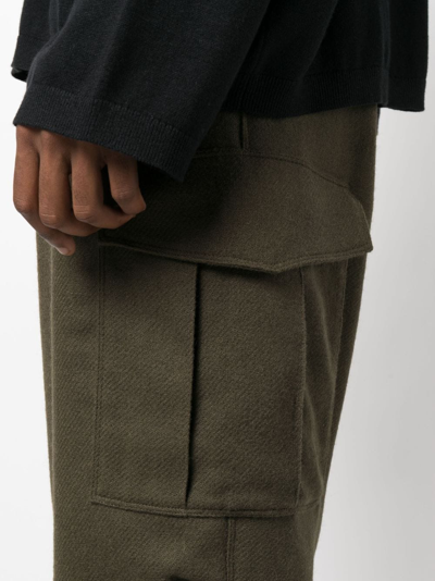 Shop Mackintosh Cropped Wool Cargo Trousers In Green