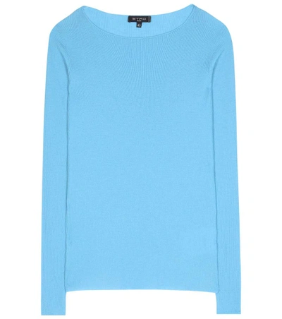 Etro Ribbed Cashmere Sweater In Blue