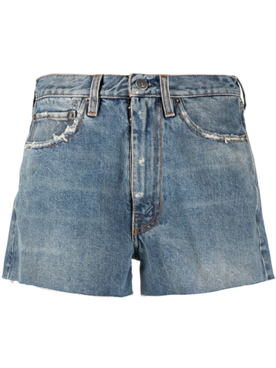 Maison Margiela Distressed Denim Shorts In Blue