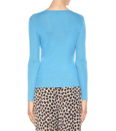 Shop Etro Ribbed Cashmere Sweater In Blue
