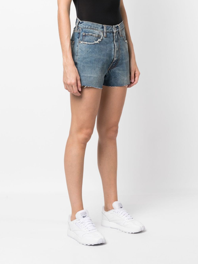 Maison Margiela Distressed Denim Shorts In Blue