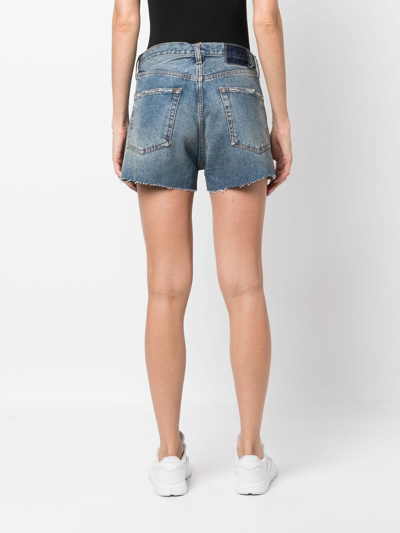 Maison Margiela Distressed Denim Shorts In Blue