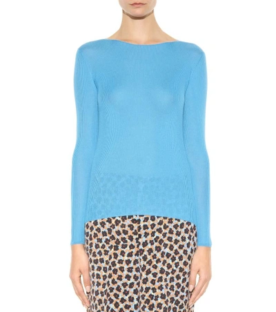Shop Etro Ribbed Cashmere Sweater In Blue