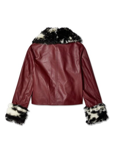 Shop Marni Oversize-collar Leather Jacket In Red