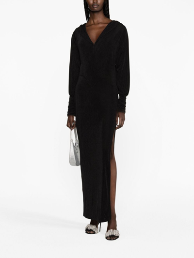 Shop Rotate Birger Christensen V-neck Long-sleeve Dress In Black