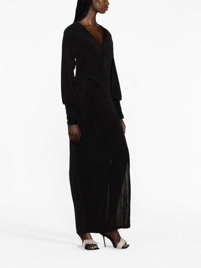 Shop Rotate Birger Christensen V-neck Long-sleeve Dress In Black