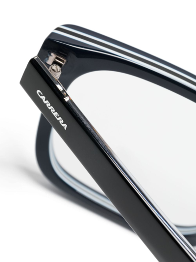 Carrera Stripe-detail Square-frame Glasses In Blue