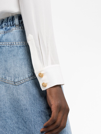 Balmain Silk Shirt With Padded Shoulders In White