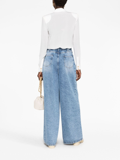 Balmain Silk Shirt With Padded Shoulders In White