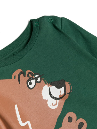 Shop Stella Mccartney Grizzly Bear Organic Cotton Sweatshirt In Green