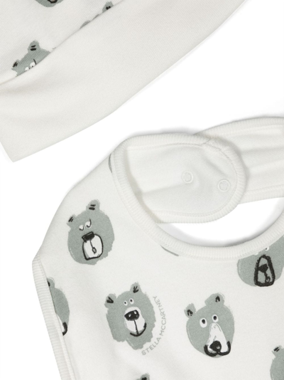 Shop Stella Mccartney Bear-motif Cotton Babygrow Set In 101mc Bianco