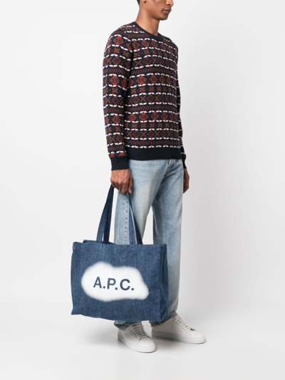 Apc Diane Denim Tote Bag In Blue